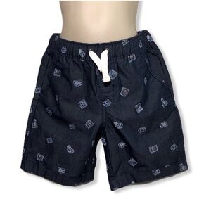 NWT Boys' Toddler Denim 5T Blue Camera Print Photography Drawstring Shorts New